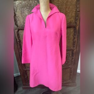 Brandon Maxwell Vibrant Pink Shift Dress with Collar 4